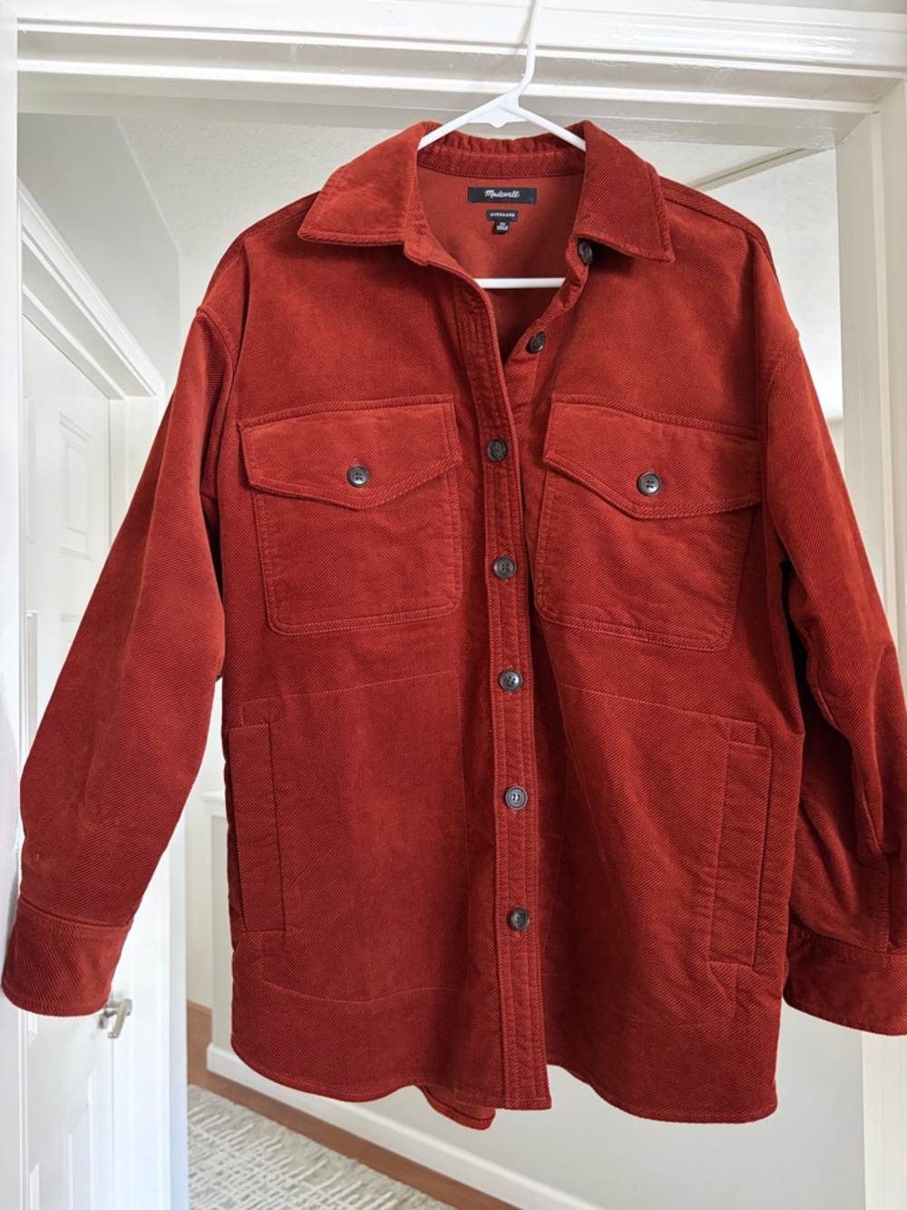 Madewell Men’s Rust Red Corduroy Shirt Jacket
